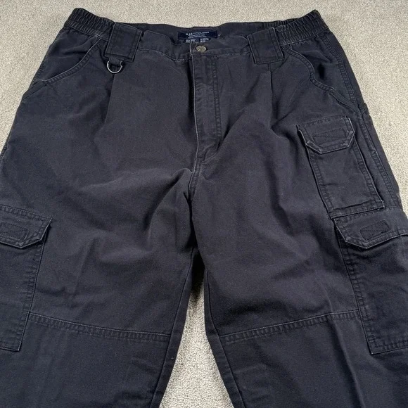 5.11 Tactical Pants Mens 34x30 Black Cargo Elastic Waist Outdoor Workwear - Picture 2 of 8